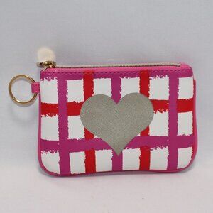 Dabney Lee Key Ring Plaid and Silver Heart Coin Purse